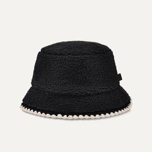 UGG Black Sherpa Bucket Hat with Cream Trim